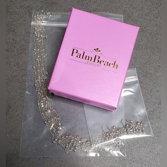 Mulit-Chain Waterfall Necklace & Drop Earring Set Silver-Tone - Picture 7 of 9